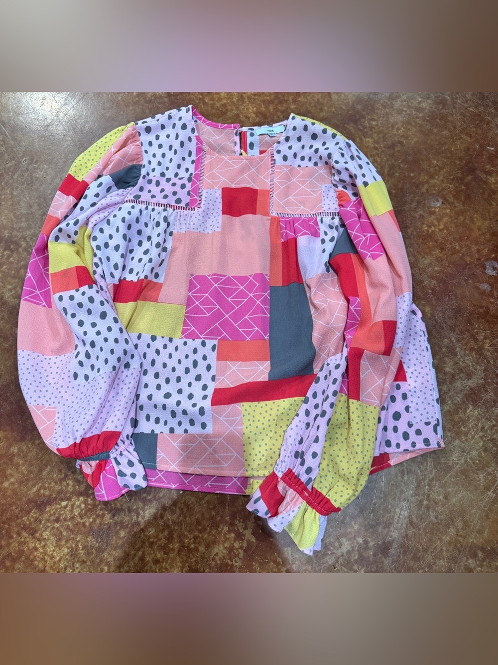 FATE Multicolor Patchwork Long Sleeve Blouse